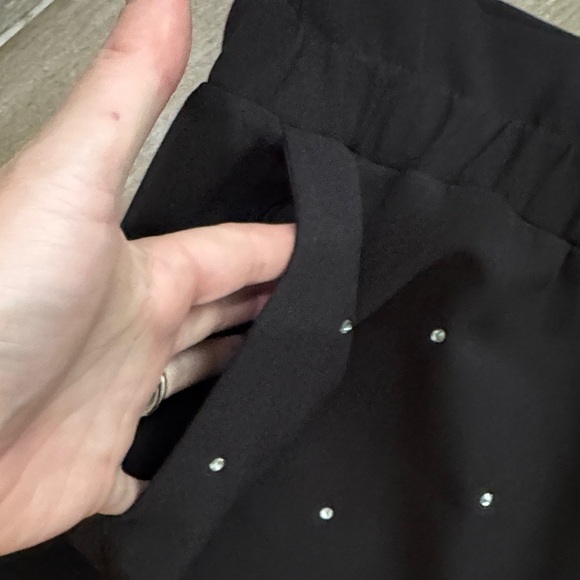 Express High Waist Black GLAM Shorts with Rhinestone Accents - Picture 5 of 11